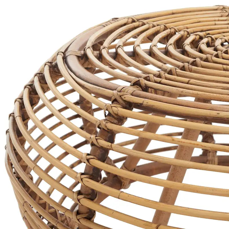 Table basse ronde en rotin Honey Brown Wash, 1 personne