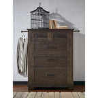 Ensemble de chambre à coucher 4 pièces avec rangement en bois massif anthracite et graphite – Grand lit/Très grand lit