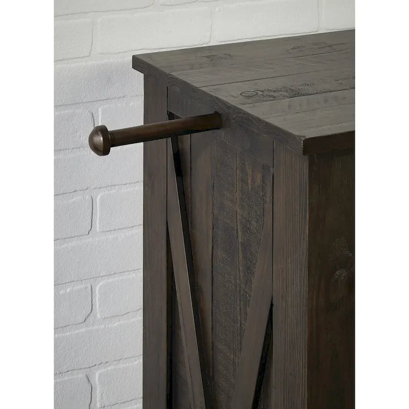 Ensemble de chambre à coucher 4 pièces avec rangement en bois massif anthracite et graphite – Grand lit/Très grand lit