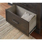 Ensemble de chambre à coucher 4 pièces avec rangement en bois massif anthracite et graphite – Grand lit/Très grand lit
