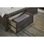 Ensemble de chambre à coucher 4 pièces avec rangement en bois massif anthracite et graphite – Grand lit/Très grand lit