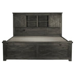 Ensemble de chambre à coucher 4 pièces avec rangement en bois massif anthracite et graphite – Grand lit/Très grand lit