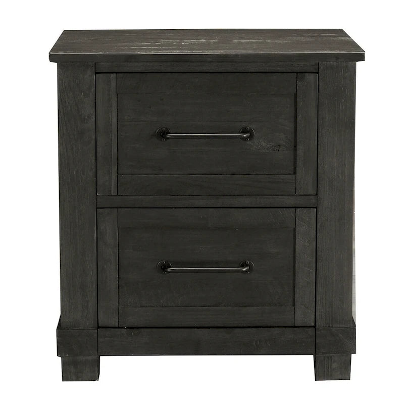 Ensemble de chambre à coucher 4 pièces avec rangement en bois massif anthracite et graphite – Grand lit/Très grand lit