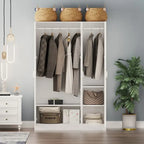 Armoire 3 portes blanche avec 2 tringles et poignée florale, 1 personne