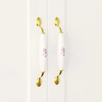 Armoire 3 portes blanche avec 2 tringles et poignée florale, 1 personne