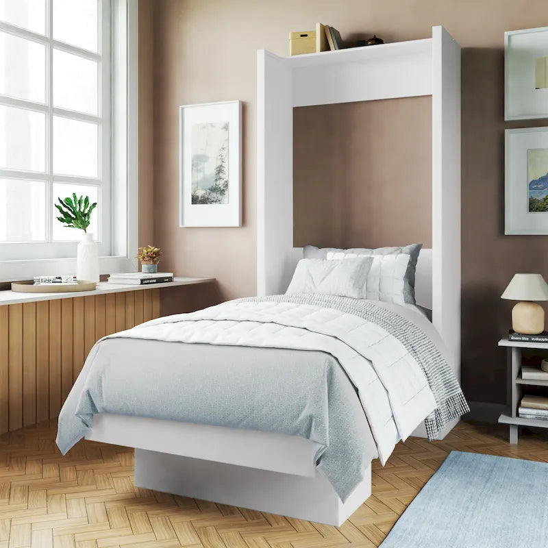 Lit escamotable mural simple Ash / Marron / Blanc / Gris / Noir avec étagère