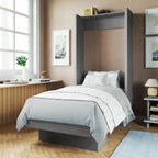 Lit escamotable mural simple Ash / Marron / Blanc / Gris / Noir avec étagère