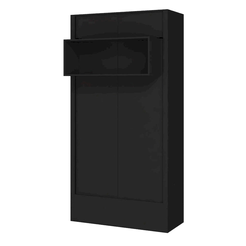 Lit escamotable mural simple Ash / Marron / Blanc / Gris / Noir avec étagère