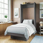 Lit escamotable mural simple Ash / Marron / Blanc / Gris / Noir avec étagère