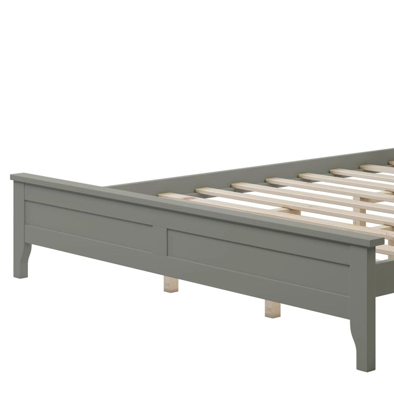 Lit plateforme queen gris/blanc avec tête de lit, pour 1 à 2 personnes
