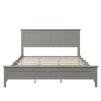 Lit plateforme queen gris/blanc avec tête de lit, pour 1 à 2 personnes