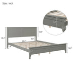 Lit plateforme queen gris/blanc avec tête de lit, pour 1 à 2 personnes