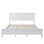 Lit plateforme queen gris/blanc avec tête de lit, pour 1 à 2 personnes