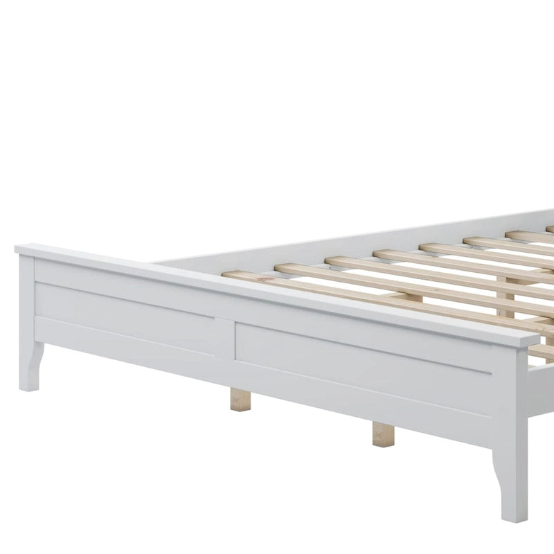 Lit plateforme queen gris/blanc avec tête de lit, pour 1 à 2 personnes