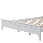 Lit plateforme queen gris/blanc avec tête de lit, pour 1 à 2 personnes