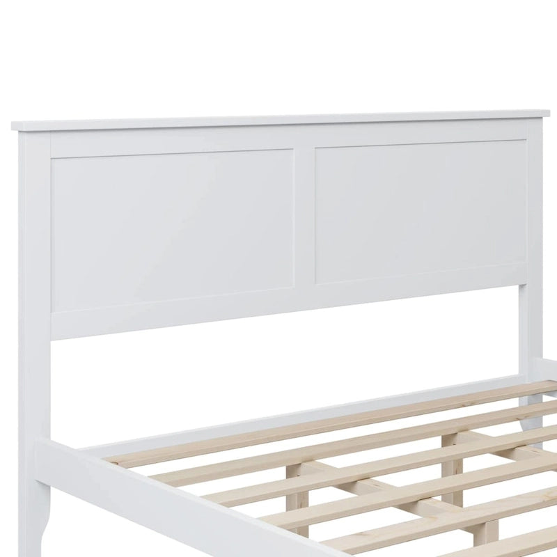 Lit plateforme queen gris/blanc avec tête de lit, pour 1 à 2 personnes