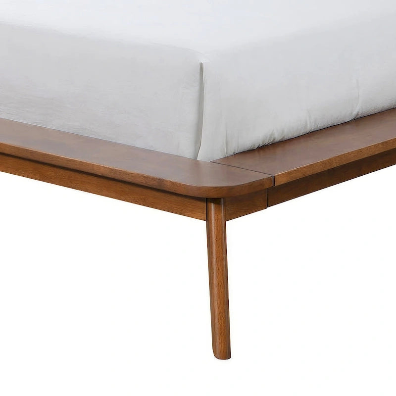 Lit plateforme profil bas Mid-Century Noyer – Queen / Full / King