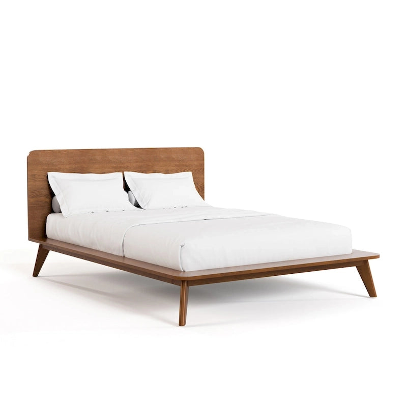 Lit plateforme profil bas Mid-Century Noyer – Queen / Full / King