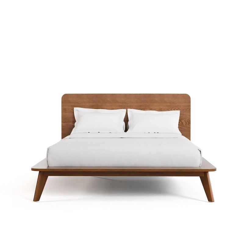 Lit plateforme profil bas Mid-Century Noyer – Queen / Full / King