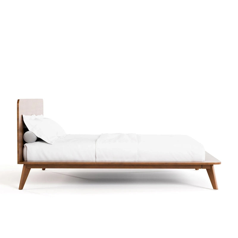 Lit plateforme profil bas Mid-Century Noyer – Queen / Full / King