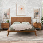 Lit plateforme profil bas Mid-Century Noyer – Queen / Full / King