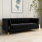 Canapé Chesterfield 2 places en velours rose / beige / noir / vert