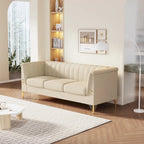 Canapé Chesterfield 2 places en velours rose / beige / noir / vert