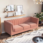 Canapé Chesterfield 2 places en velours rose / beige / noir / vert