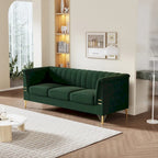 Canapé Chesterfield 2 places en velours rose / beige / noir / vert