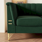 Canapé Chesterfield 2 places en velours rose / beige / noir / vert
