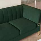 Canapé Chesterfield 2 places en velours rose / beige / noir / vert