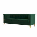 Canapé Chesterfield 2 places en velours rose / beige / noir / vert