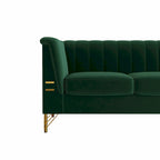 Canapé Chesterfield 2 places en velours rose / beige / noir / vert