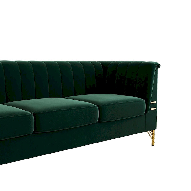 Canapé Chesterfield 2 places en velours rose / beige / noir / vert