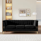 Canapé Chesterfield 2 places en velours rose / beige / noir / vert