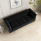 Canapé Chesterfield 2 places en velours rose / beige / noir / vert