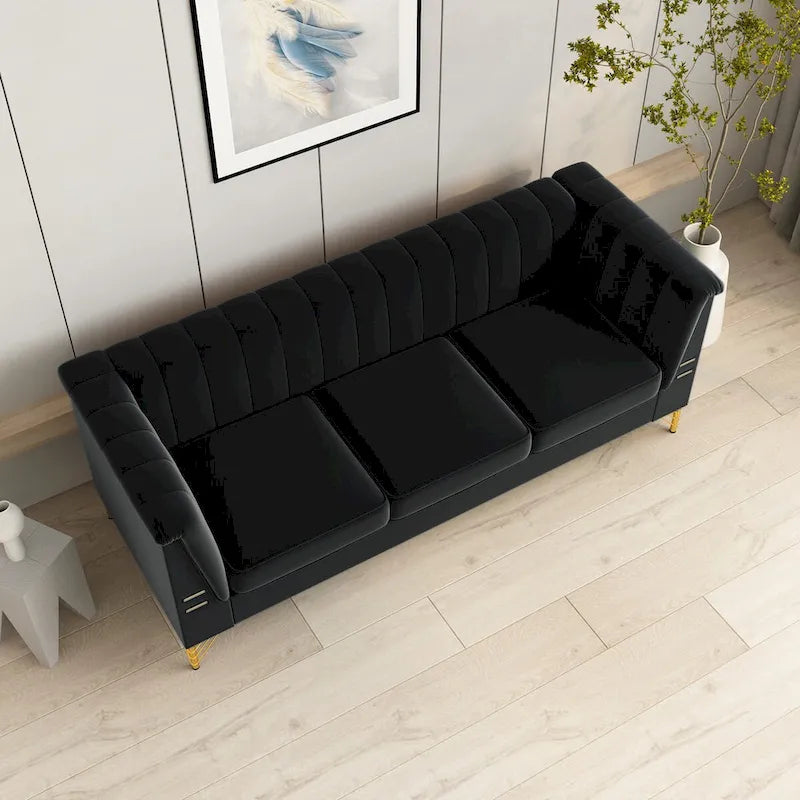 Canapé Chesterfield 2 places en velours rose / beige / noir / vert