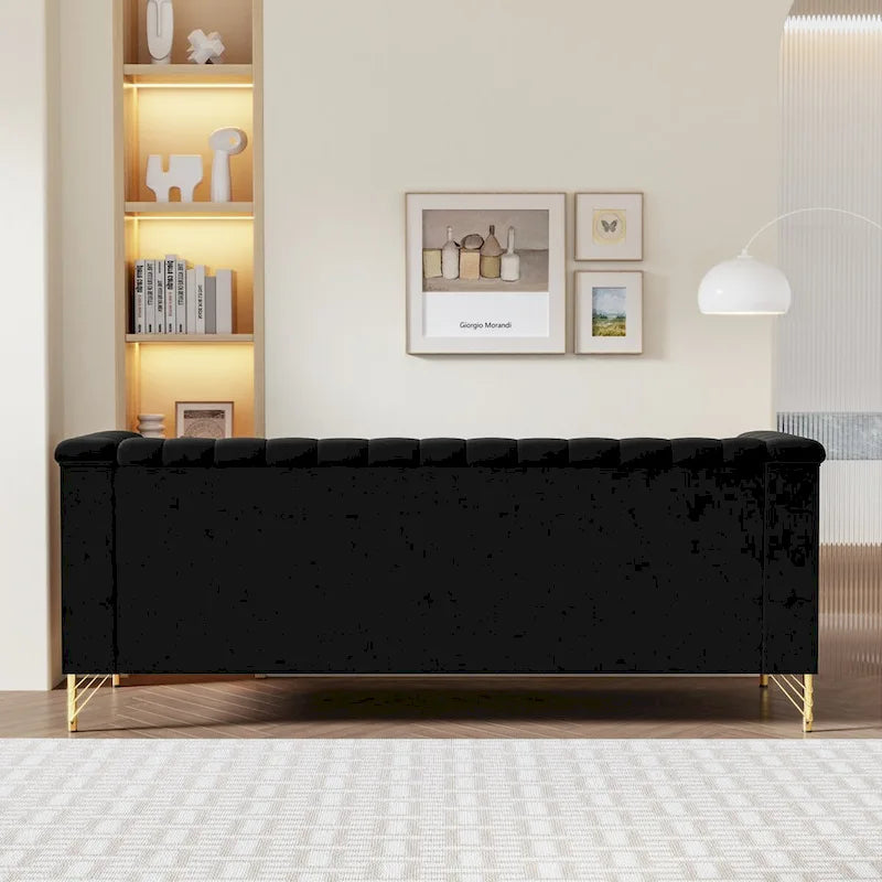 Canapé Chesterfield 2 places en velours rose / beige / noir / vert