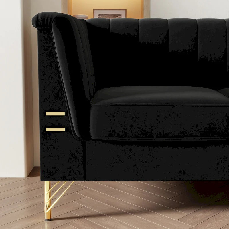 Canapé Chesterfield 2 places en velours rose / beige / noir / vert