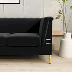 Canapé Chesterfield 2 places en velours rose / beige / noir / vert