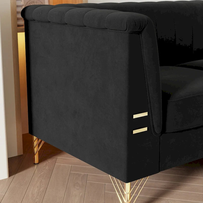 Canapé Chesterfield 2 places en velours rose / beige / noir / vert