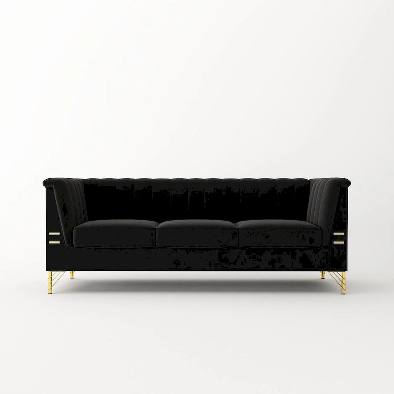 Canapé Chesterfield 2 places en velours rose / beige / noir / vert