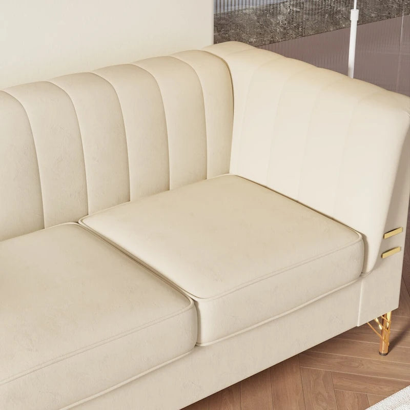 Canapé Chesterfield 2 places en velours rose / beige / noir / vert