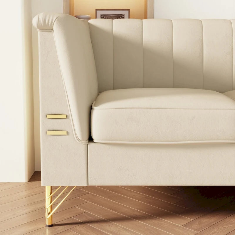 Canapé Chesterfield 2 places en velours rose / beige / noir / vert