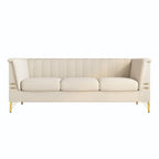 Canapé Chesterfield 2 places en velours rose / beige / noir / vert