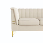 Canapé Chesterfield 2 places en velours rose / beige / noir / vert