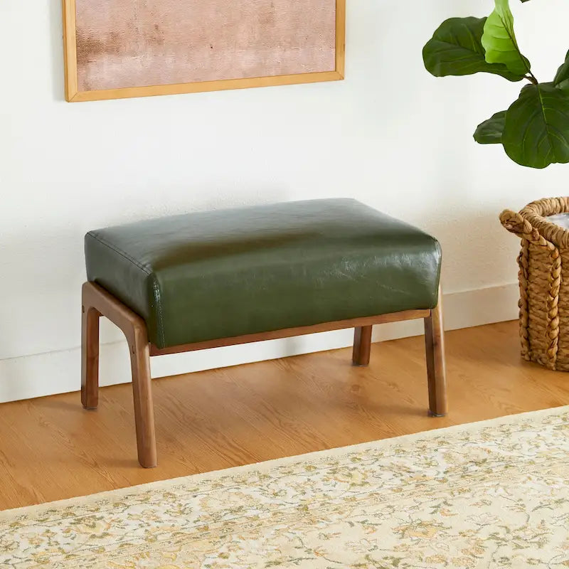Tabouret d'appoint mi-siècle en similicuir vert / camel / marron / bleu, assise individuelle