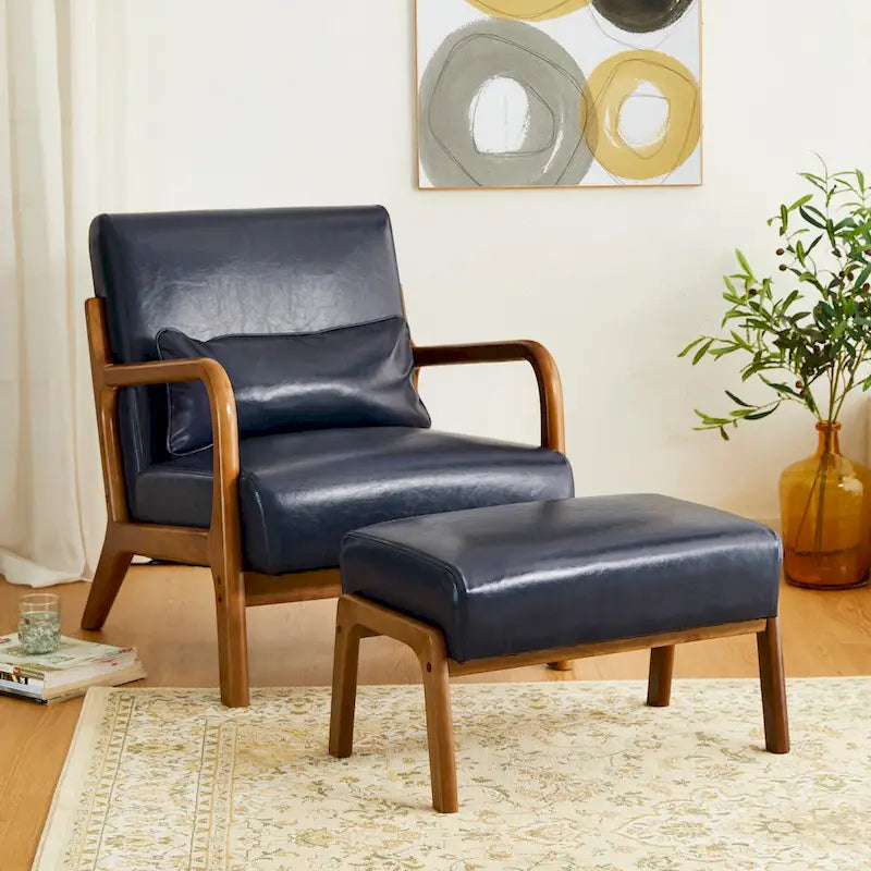 Tabouret d'appoint mi-siècle en similicuir vert / camel / marron / bleu, assise individuelle