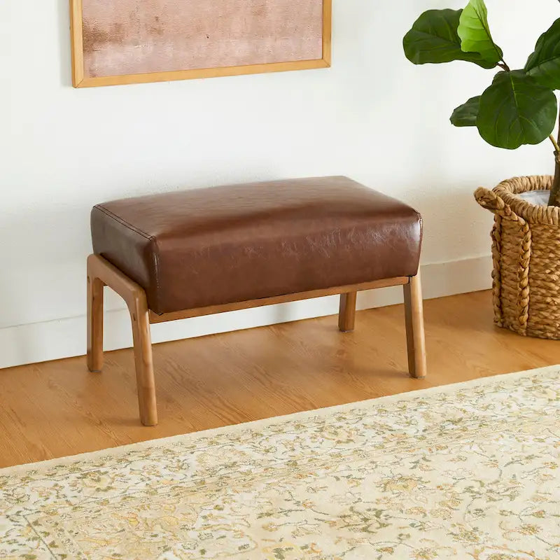 Tabouret d'appoint mi-siècle en similicuir vert / camel / marron / bleu, assise individuelle