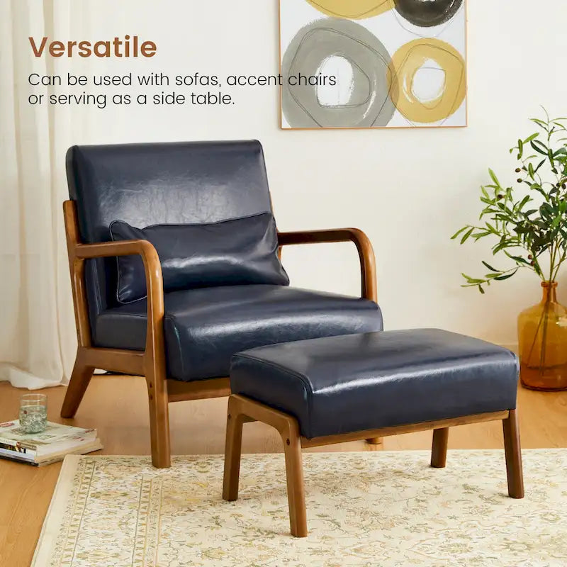 Tabouret d'appoint mi-siècle en similicuir vert / camel / marron / bleu, assise individuelle